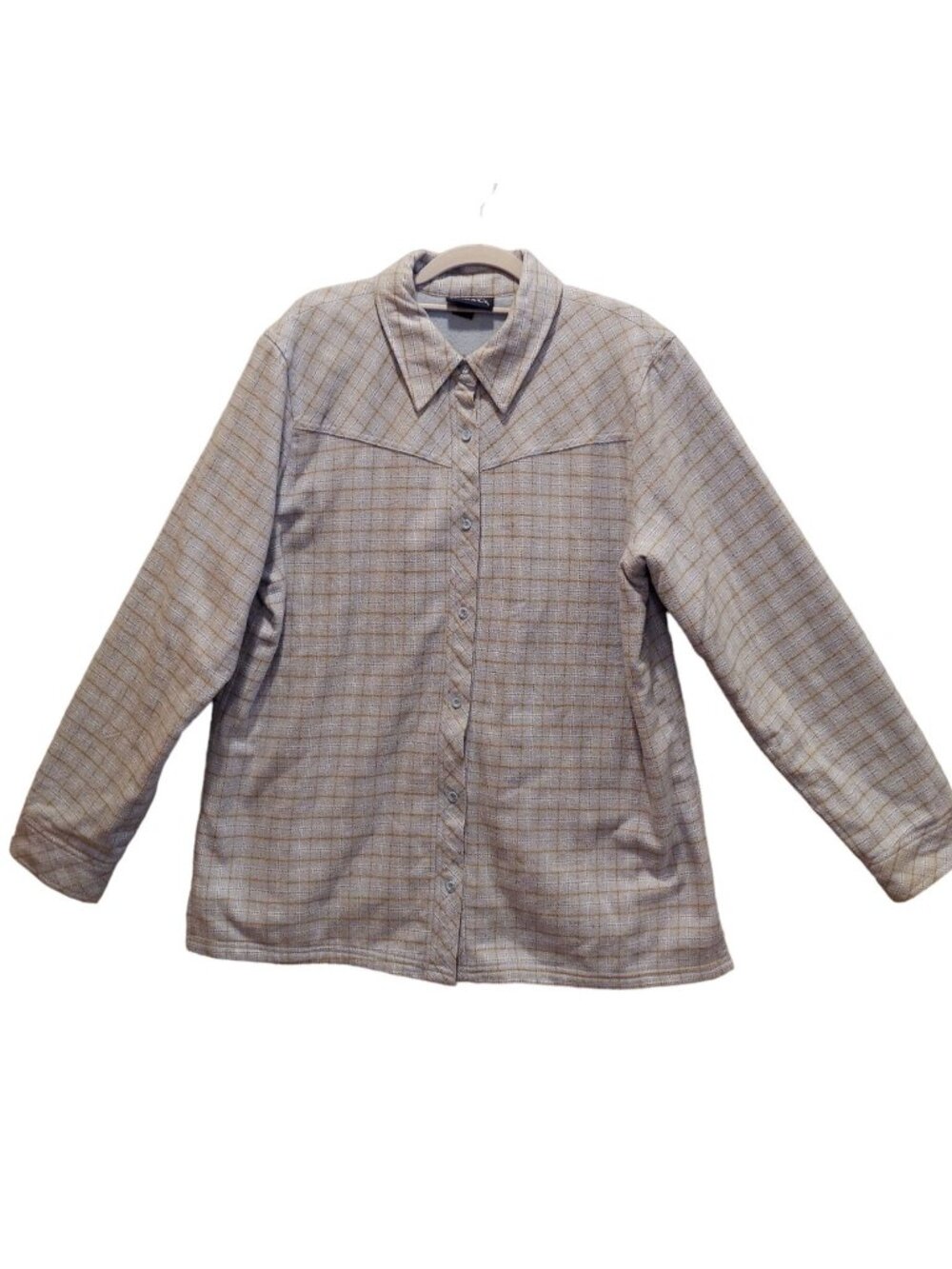 Denim Co. Flannel Shirt Mens L Fleece lined Blue Plaid Button shacket outdoor